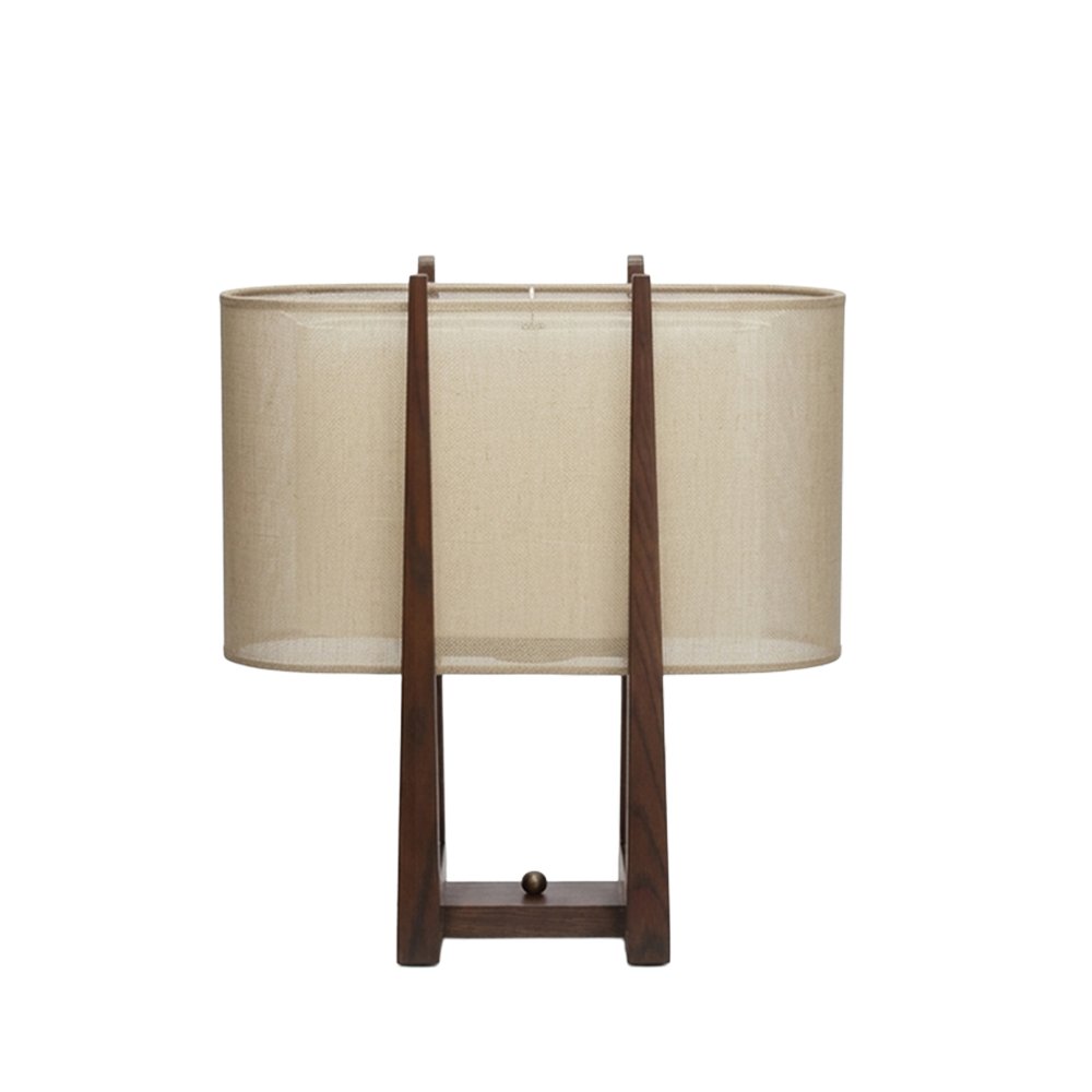 Lantern Wooden Oval Table Lamp