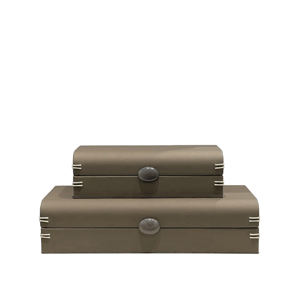 AFL - JEWELLERY BOX LIGHT TAN S&L - 03 Knotted Leather Jewellery Box Large - Mineral Sage